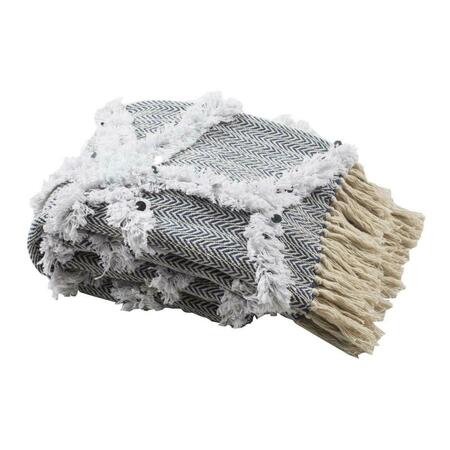 SAFAVIEH 50 x 60 x 2 in. Lachlan Fringe Throw, Grey THR901A-5060